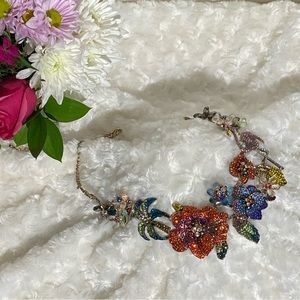 Gorgeous Crystal Necklace Natasha Flower Flamingo Statement Piece